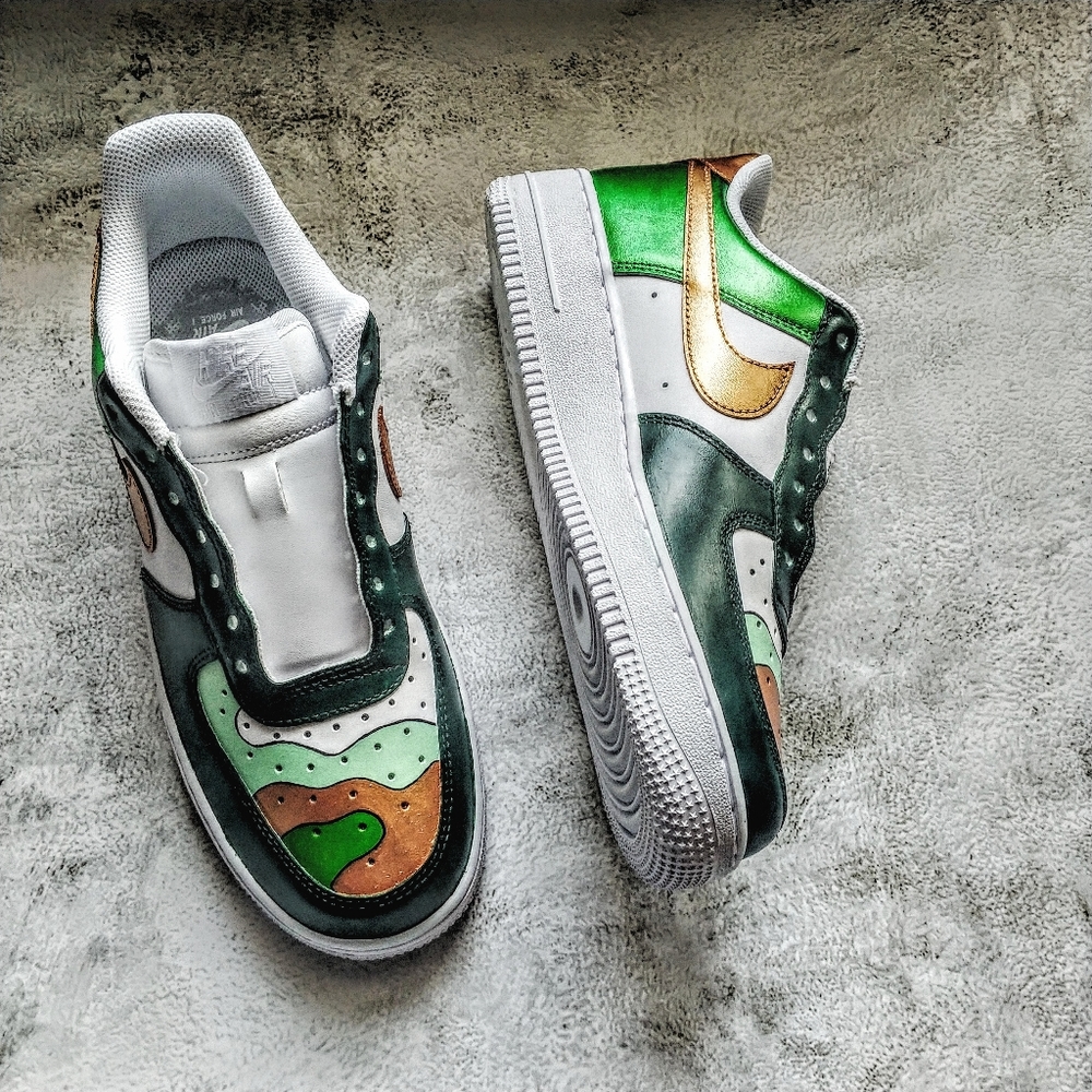 Womens Nike Air Force 1 '07 Low Custom Green Gold